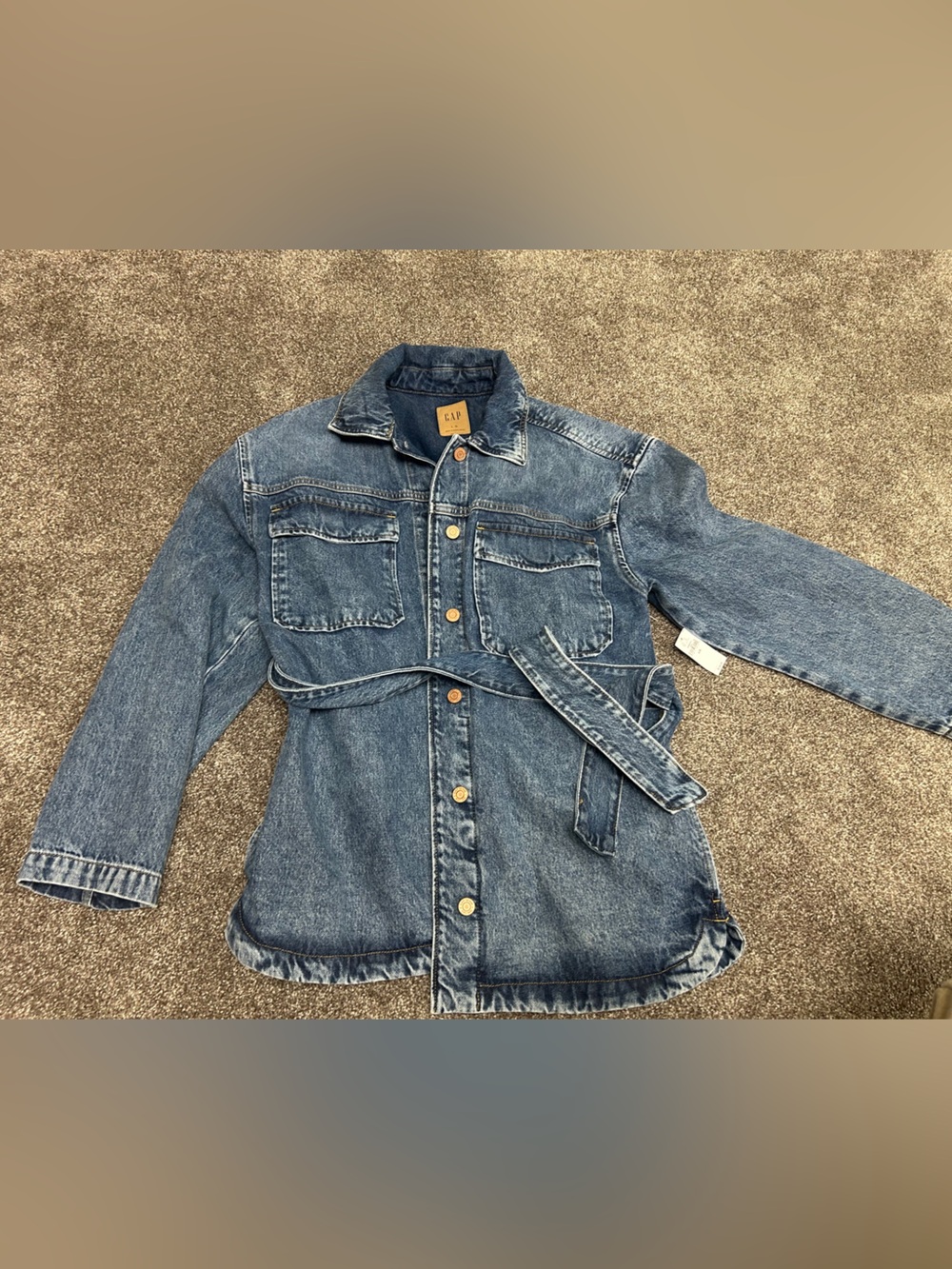 GAP Washed Blue Denim Jacket with Waist Tie